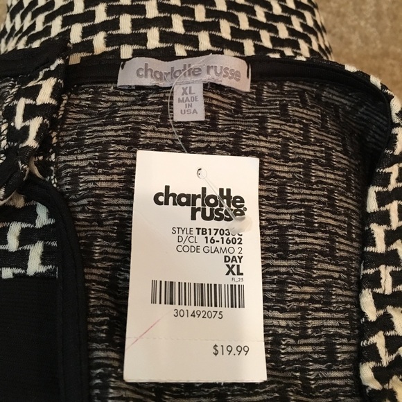 CHARLOTTE RUSSE NWT! Black & White Print Tank Top Size XL - Picture 5 of 5